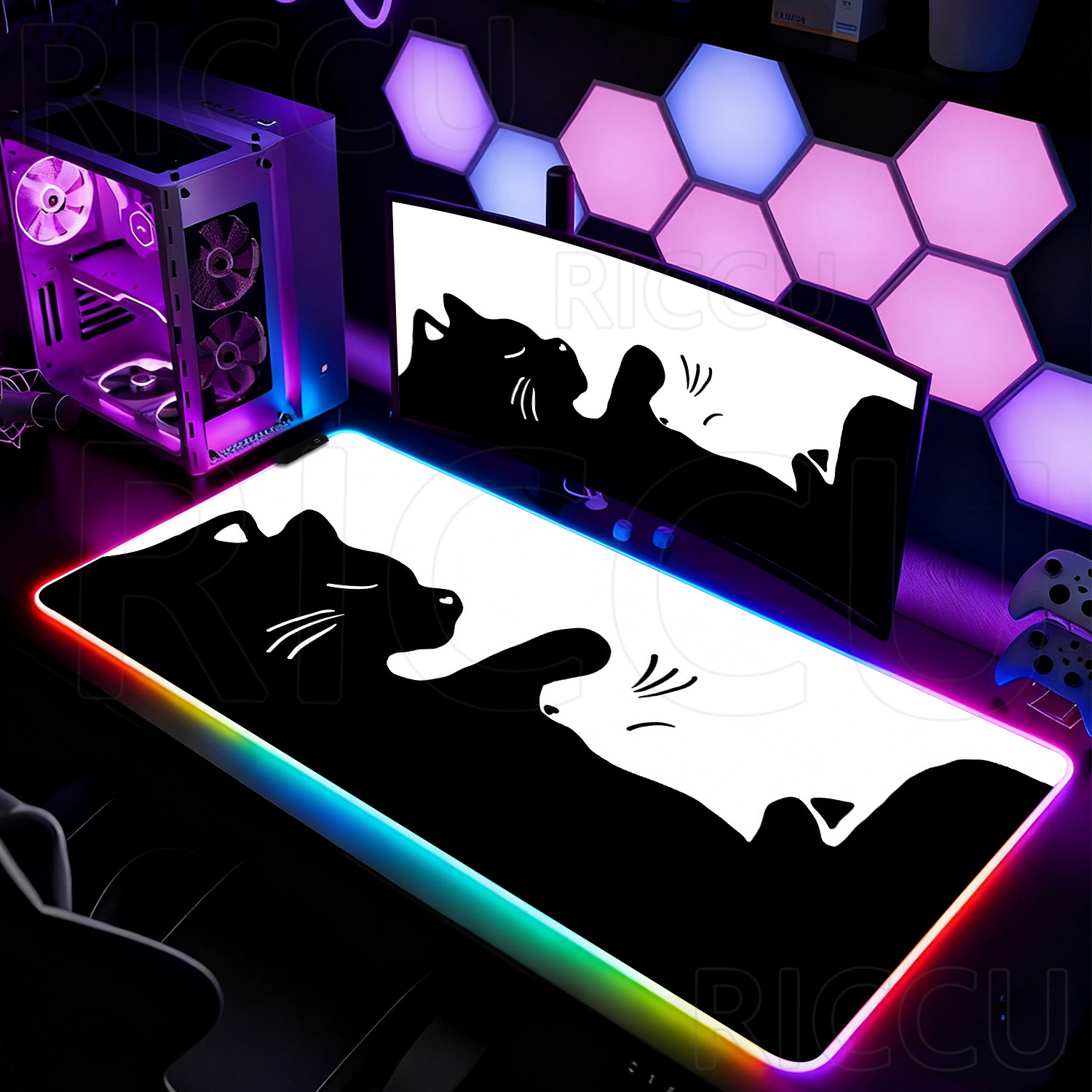 RGB HD Black and White Cat Cut - Laptop Accessories Rgb ulasan dan harga