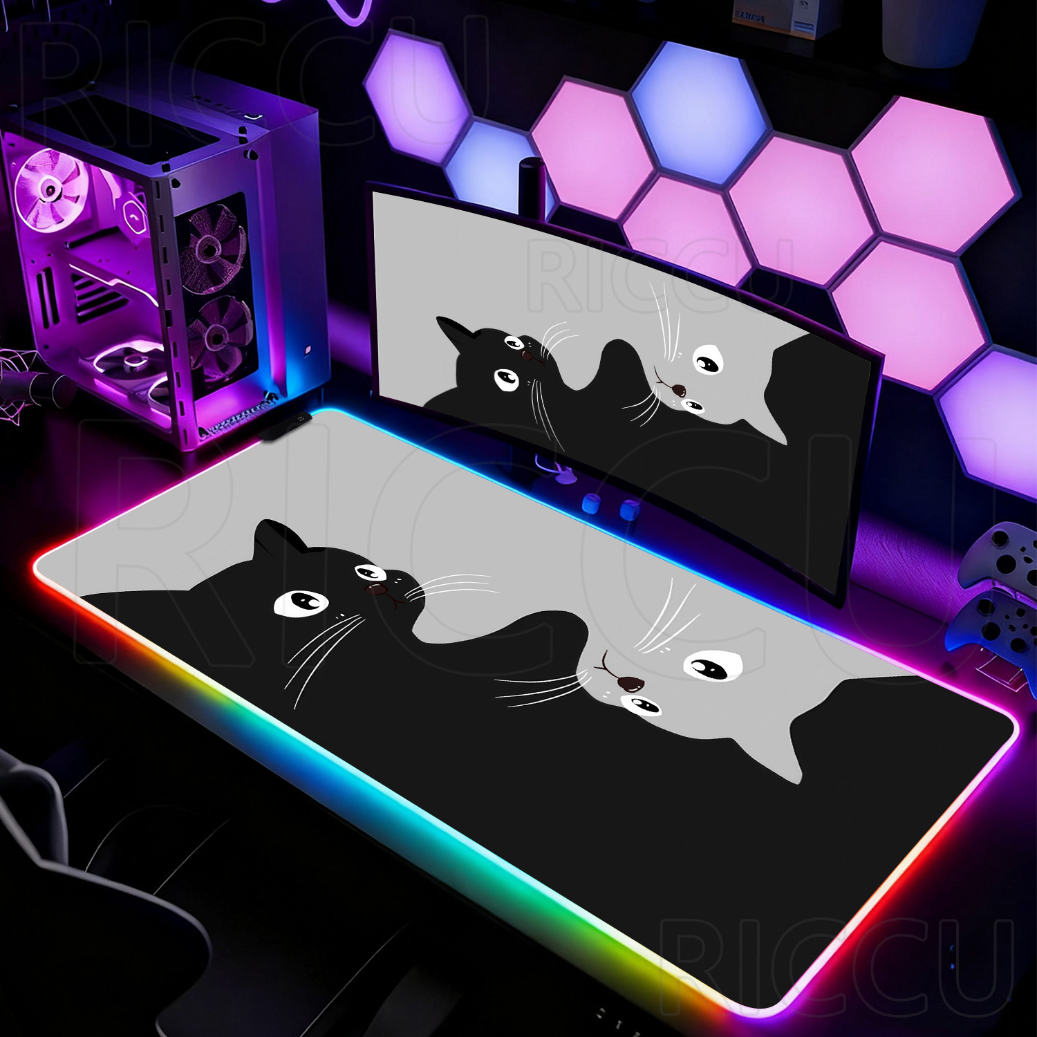 RGB HD Black and White Cat Cut - Laptop Accessories Rgb ulasan dan harga