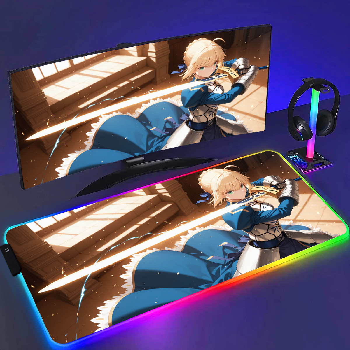 RGB Anime Fate Saber MousePad  - Laptop Accessories Rgb ulasan dan harga