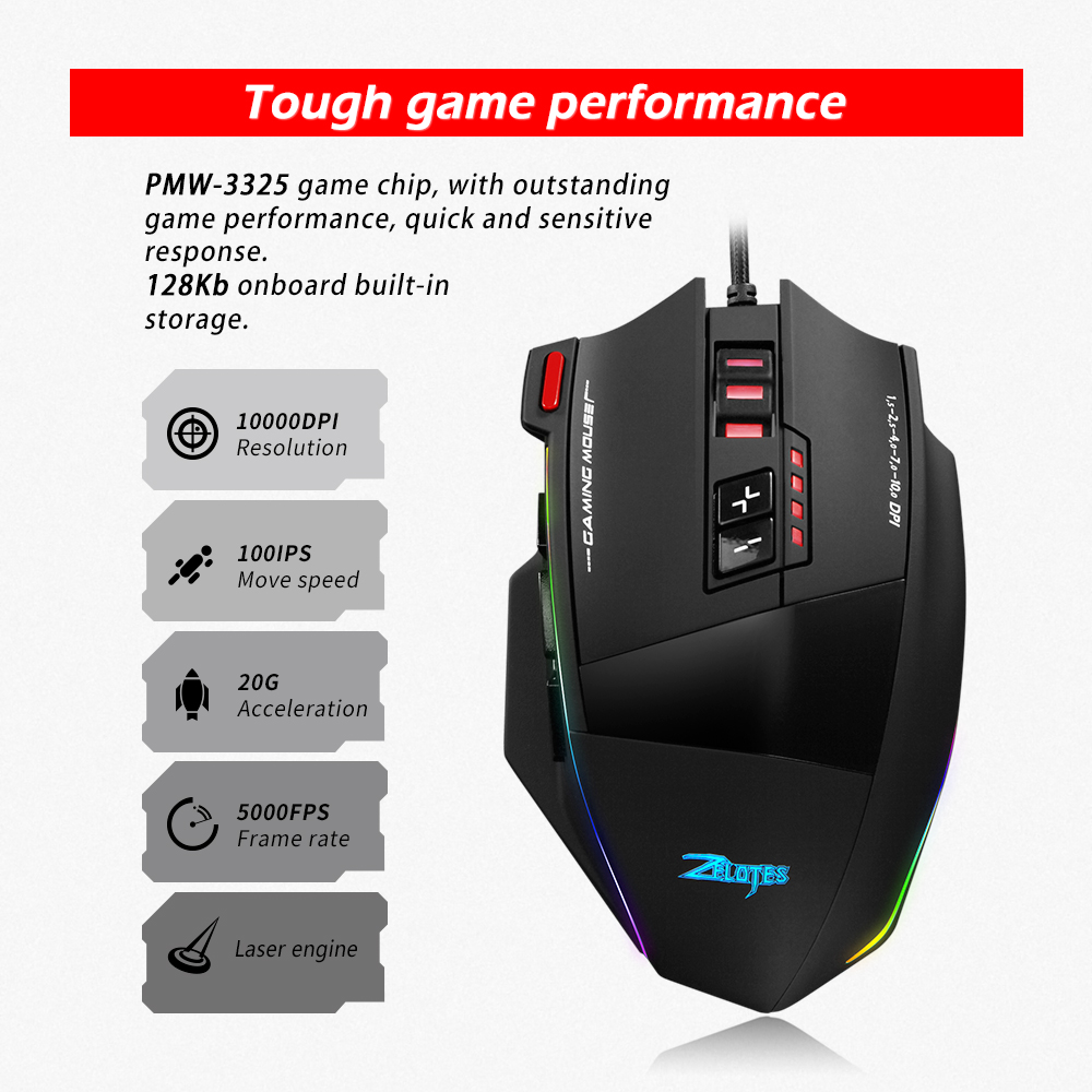 ZELOTES C13 Wired Mouse 10000D - Laptop Accessories Rgb ulasan dan harga
